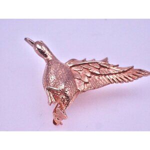 Flying Gold Tone Goose Brooch signed Hill